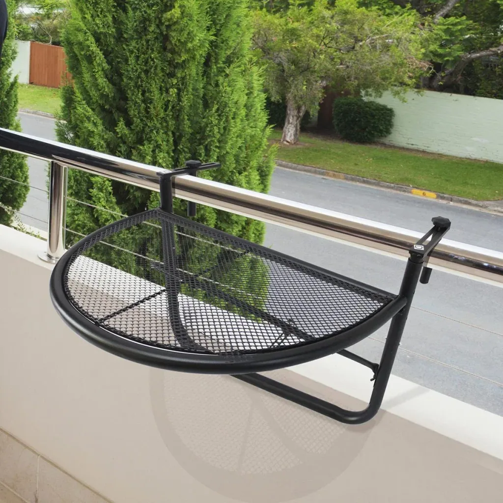 Height-adjustable balcony hanging table