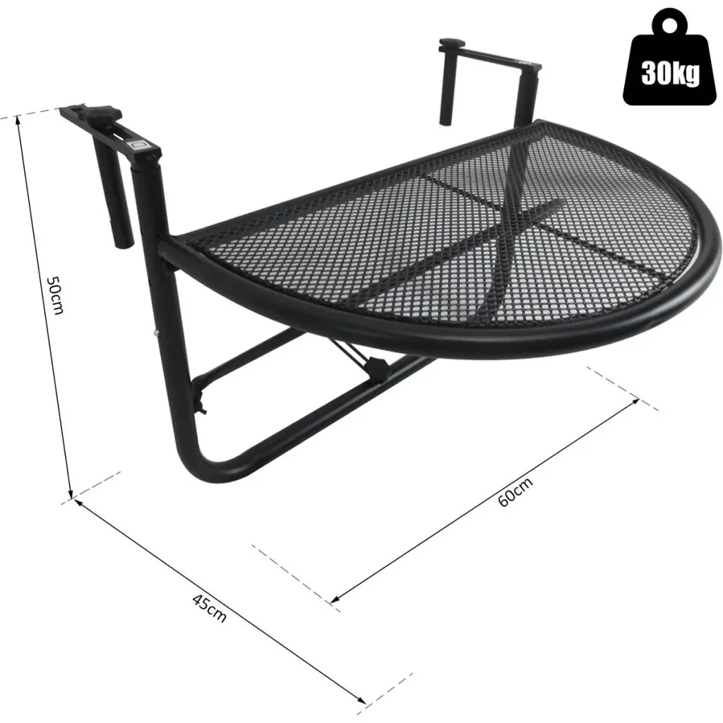 Height-adjustable balcony hanging table