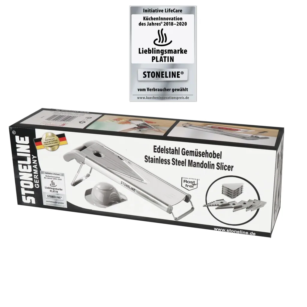 V-slicer - Vegetable slicer with stainless steel V-shaped blade, 5 cutting inserts, 9 pieces