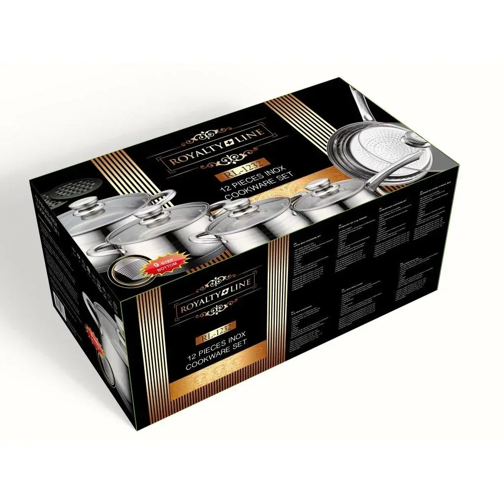 12-piece cookware set - with lids and coasters - silver