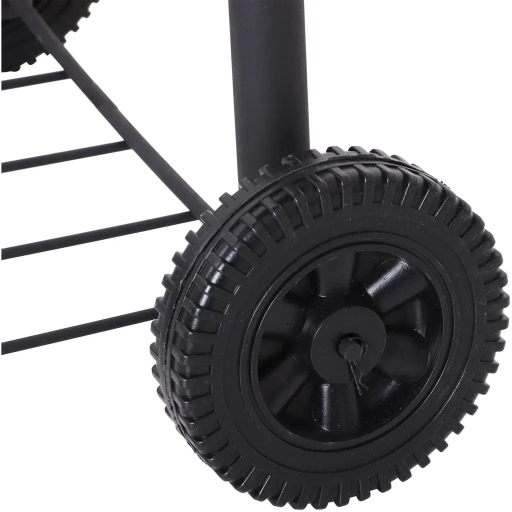 Charcoal grill grill cart grill station stand grill with thermometer 3 x shelves stainless steel black