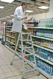 Steps double ladder 2 x 7 steps ladder aluminum mobile