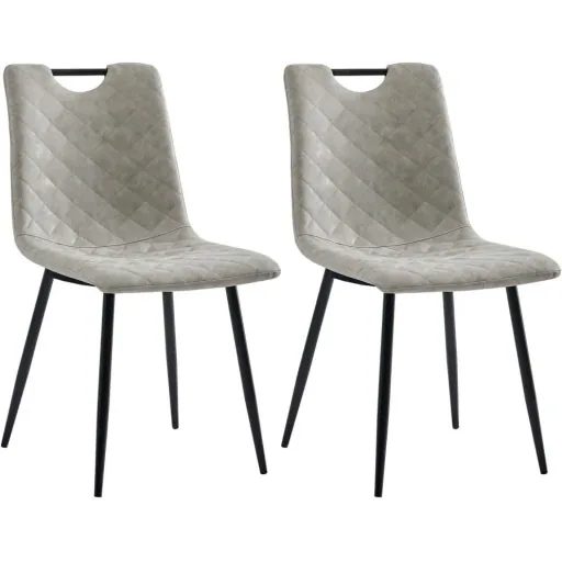Dining room chairs 2-seater faux leather light grey