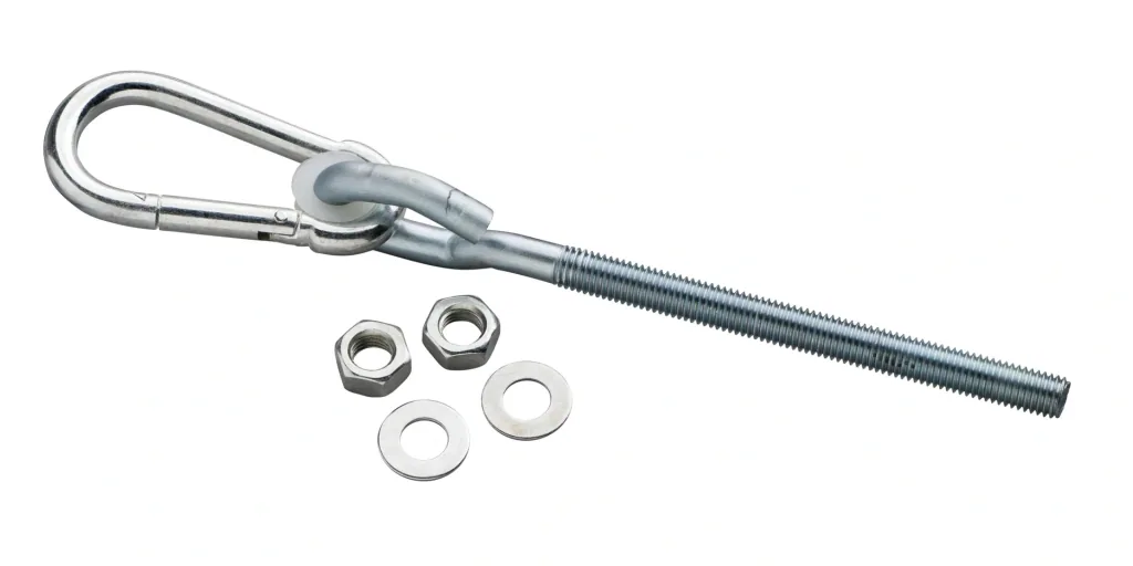 Swing hook with carabiner galvanized, M12x140