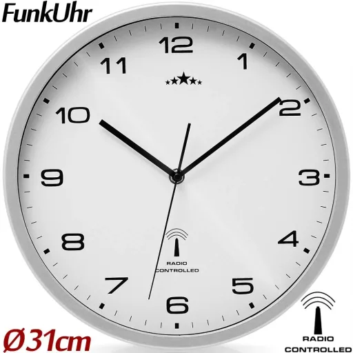 Wall clock radio Ø 31cm - white/silver