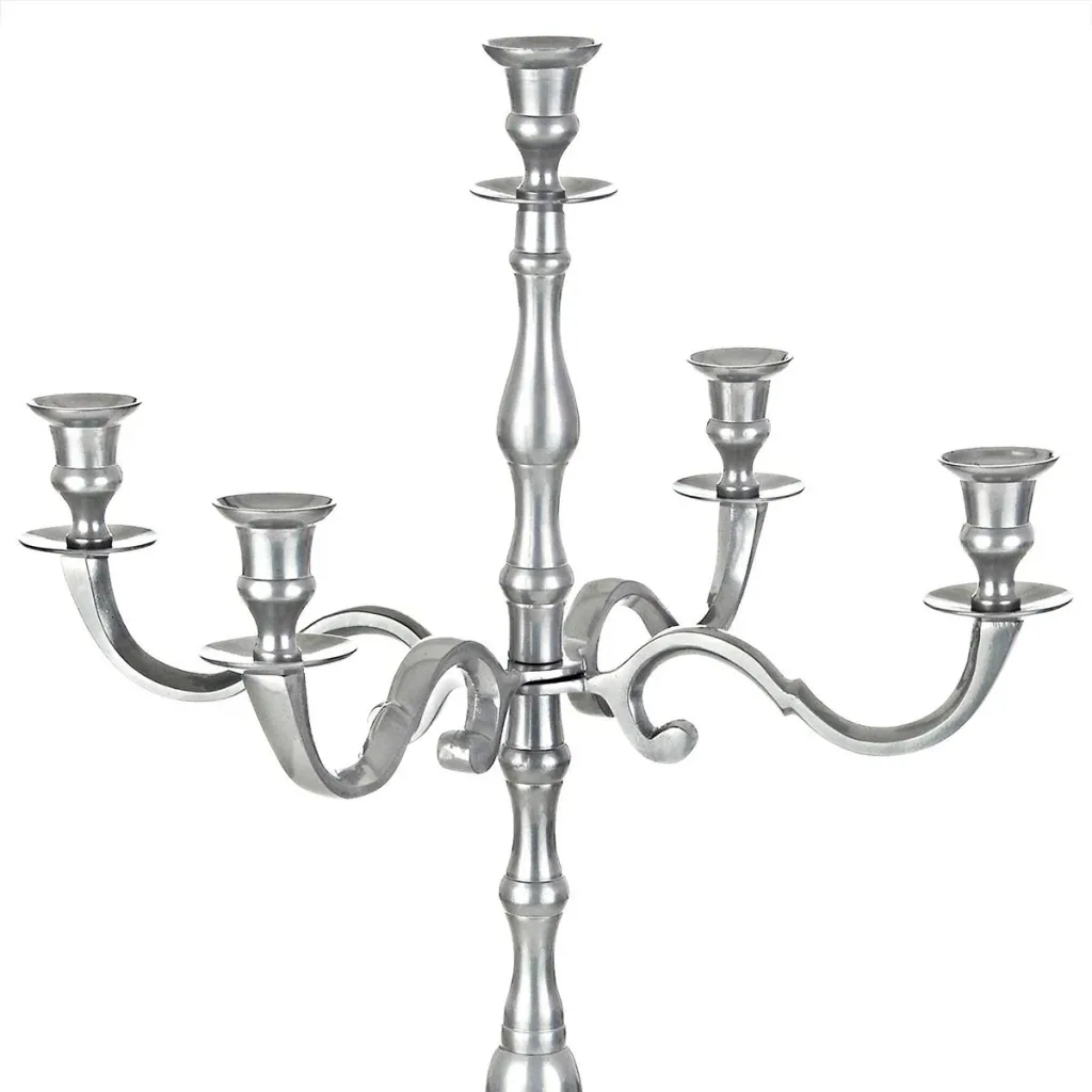 Candlestick silver aluminum nickel-plated 60cm 5-armed