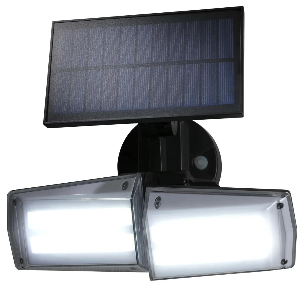 Solar LED floodlight with microwave sensor
