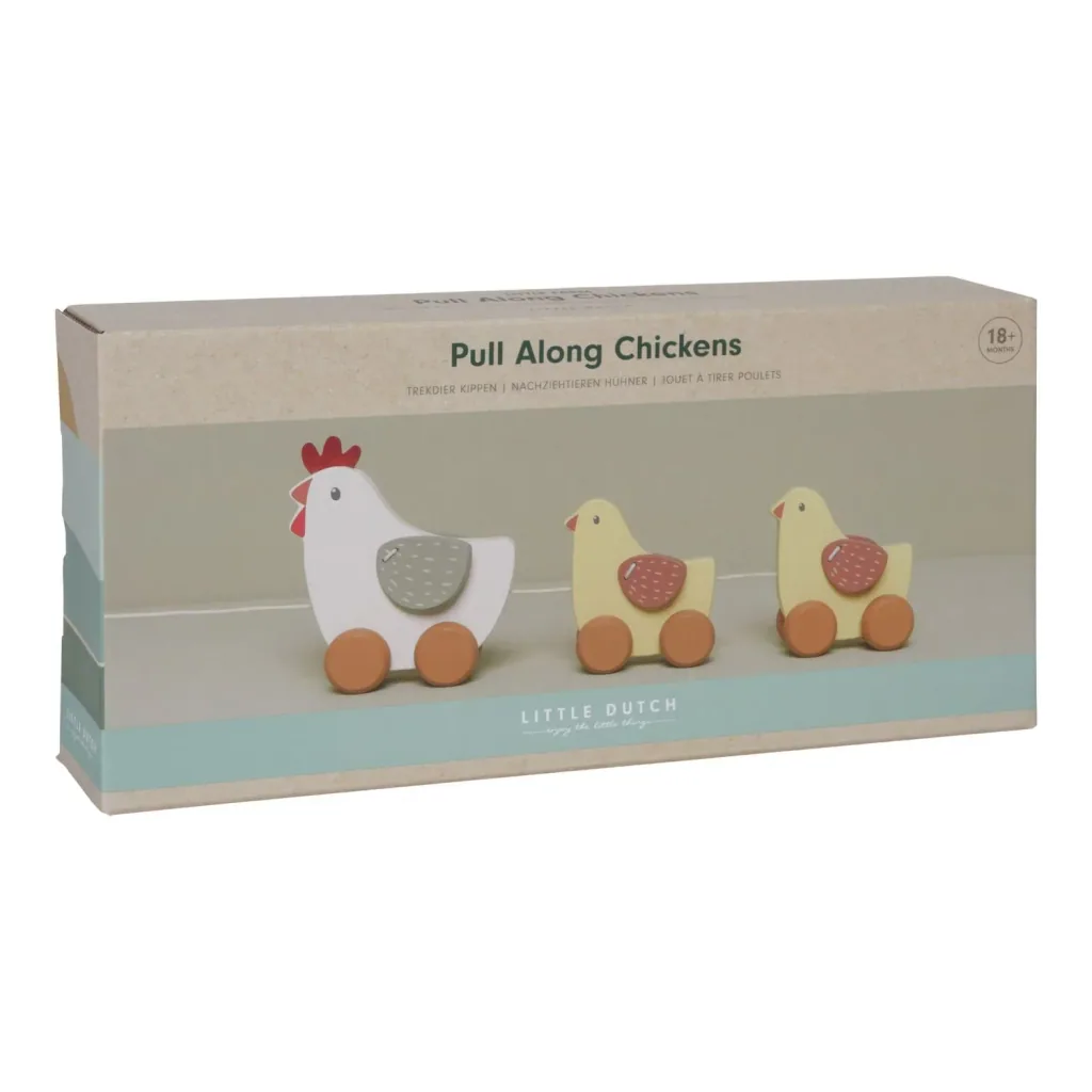Little Dutch Pull-Along Chicken Toy: Wooden Toy for Toddlers, Promotes Motor Skills & Walking (from 18 Months)