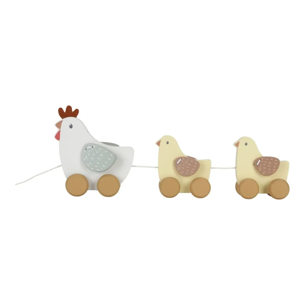 Little Dutch Pull-Along Chicken Toy: Wooden Toy for Toddlers, Promotes Motor Skills & Walking (from 18 Months)