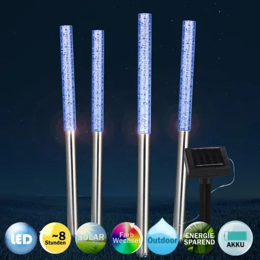 4x LED solar lamp with color changer