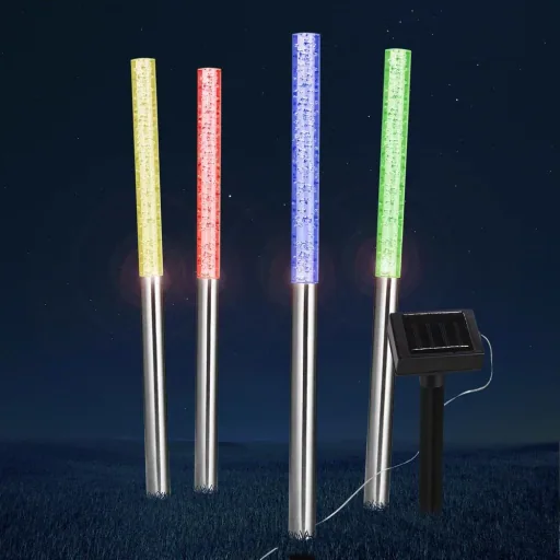 4x LED solar lamp with color changer