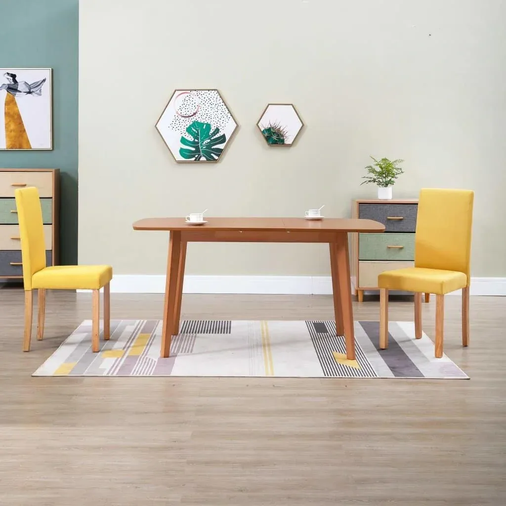 Dining room chairs 2 pcs fabric yellow
