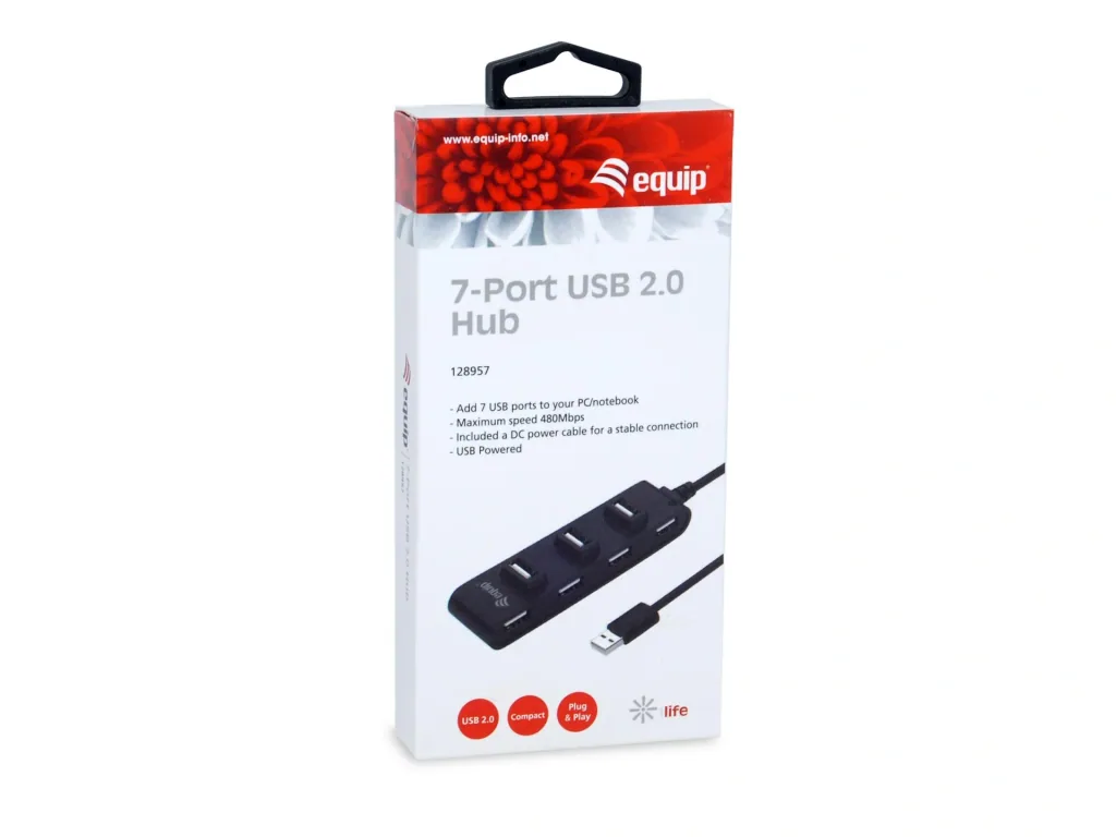 USB-Hub USB 2.0 St -> 7x USB Bu 0.15cm 480Mbps schwarz