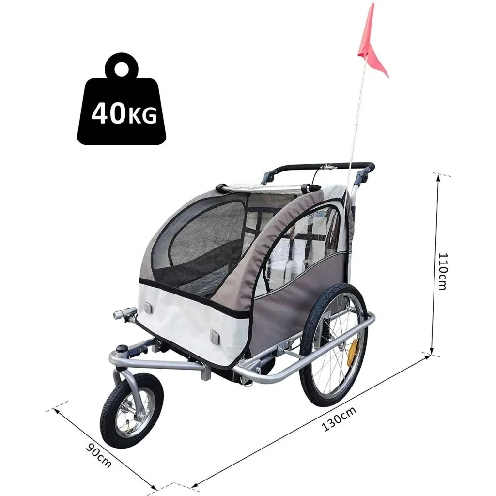 Child trailer 2 in 1 bicycle trailer Jogger 360° coffee brown-white