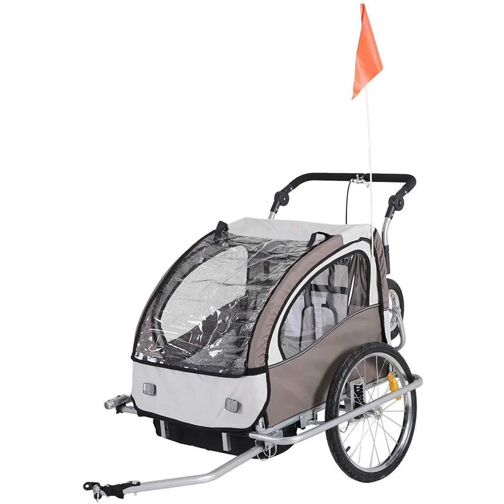 Child trailer 2 in 1 bicycle trailer Jogger 360° coffee brown-white