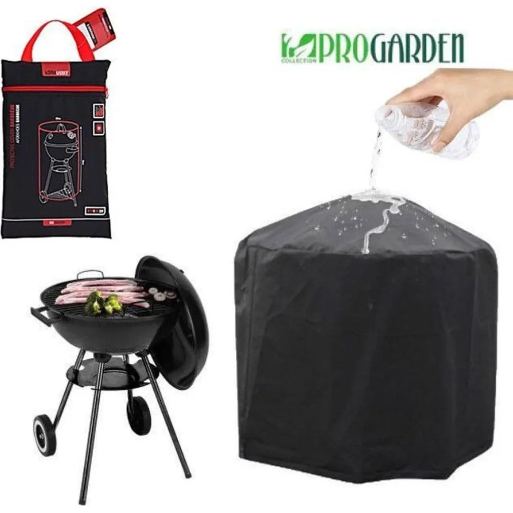 BBQ Grill on Wheels - Ø 51.5 cm - Stainless Steel - Black Including Protective Cover