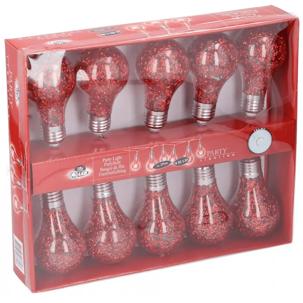 Party lighting Christmas lights LED 225 cm Red 10 pieces