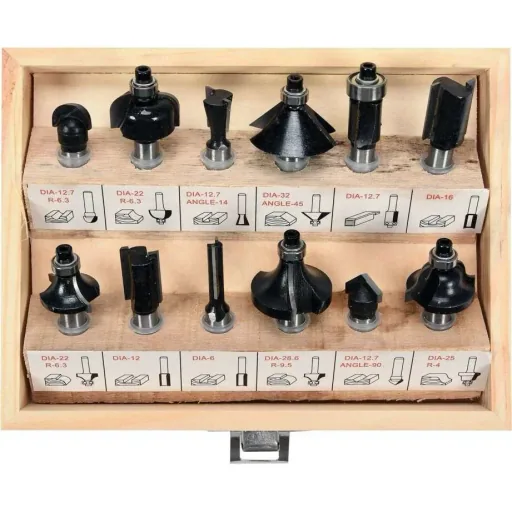 12-piece milling cutter set - 8 mm shank