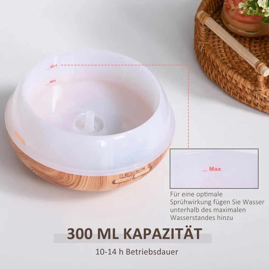 Aroma diffuser for essential oils with LED natural