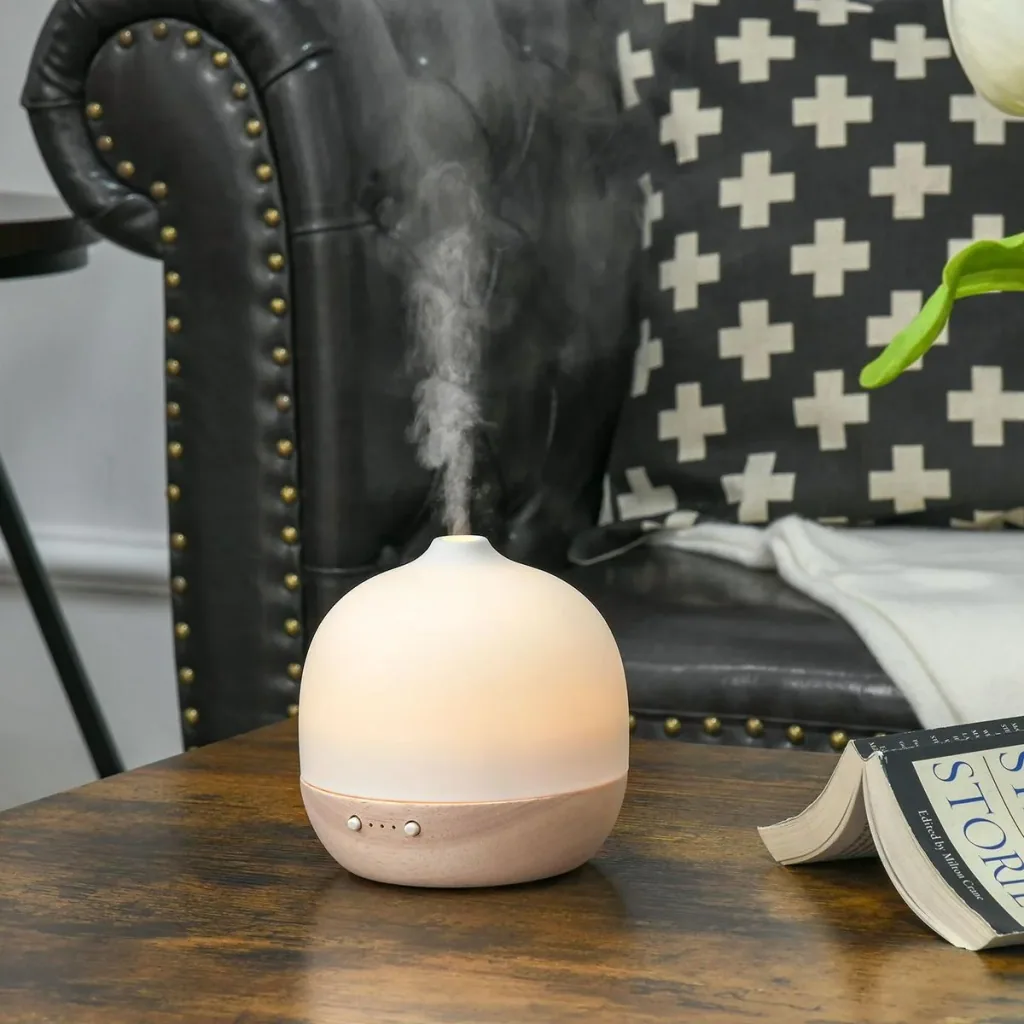 180ml Aroma Diffuser for Essential Oils Humidifier with Adjustable LED Warm Lights, 2 Mist Mode, Timer, Waterless Auto-o