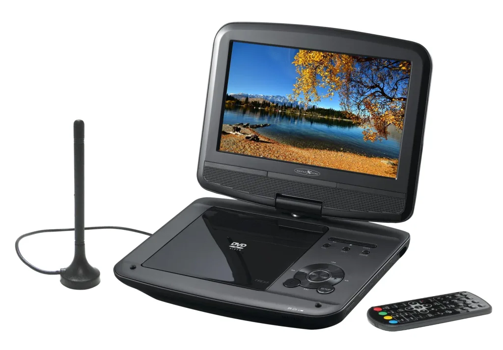 Portable DVD player with 9" LCD screen and DVBT2 HD tuner