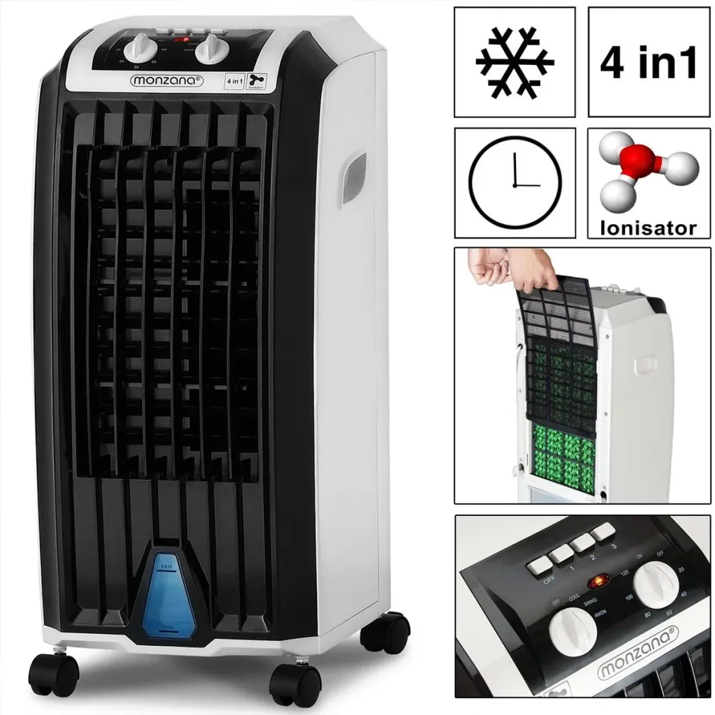 Mobile air conditioner white/black 5L including timer, remote control & 2 cooling elements