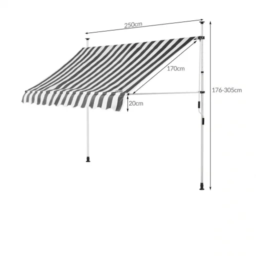 Clamp awning white/grey 250cm