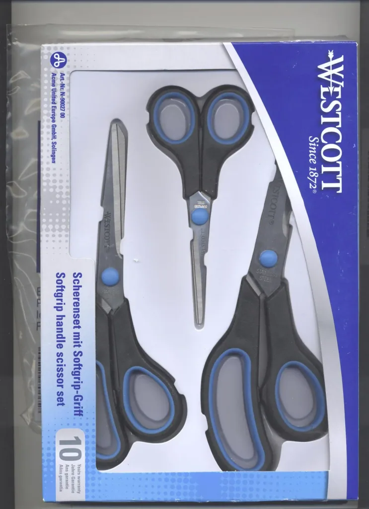 Household scissors set, 3-piece, black/turquoise