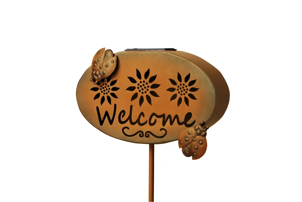 Solar welcome sign "Welcome" with LED light