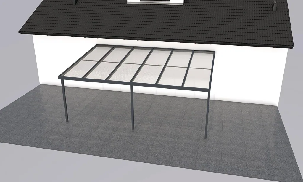 Patio roof Premium, anthracite, 6110 x 4060 mm - Polycarbonate multi-wall sheets 16 mm, clear