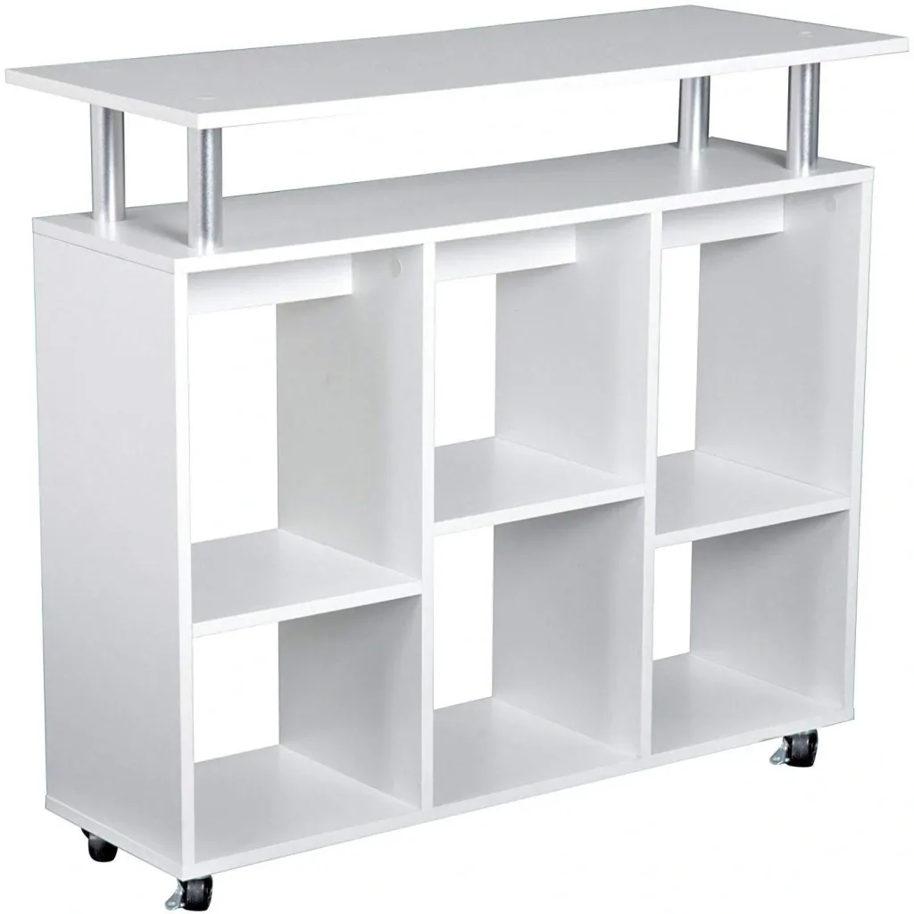 Kitchen trolley serving trolley with 6 compartments white