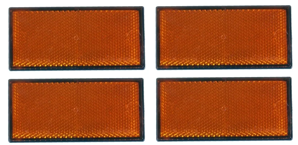 Reflectors, 4 pieces, yellow, side, 105 x 55 mm