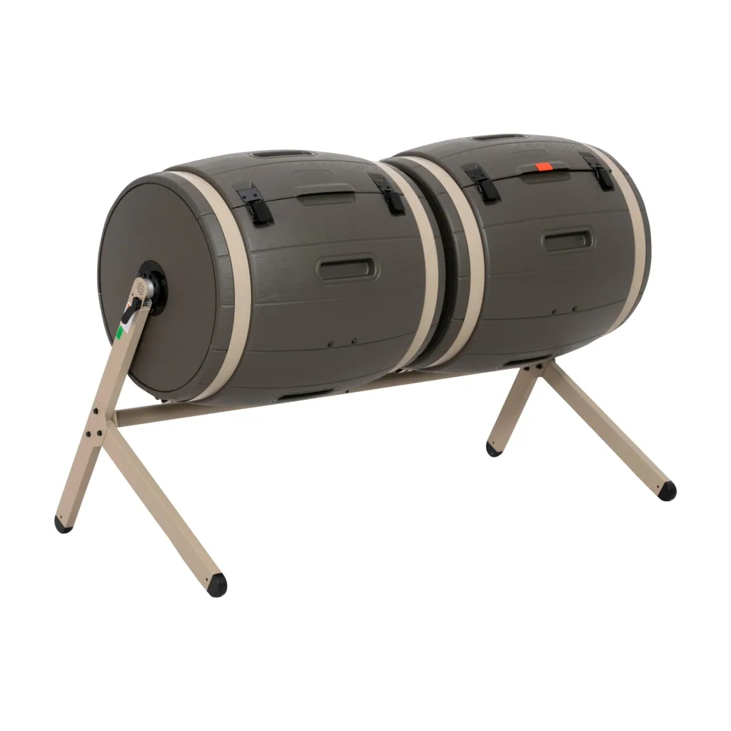 Composter Double Barrel 380 L 160×79×110 cm Brown – 2 Drums for Continuous Composting