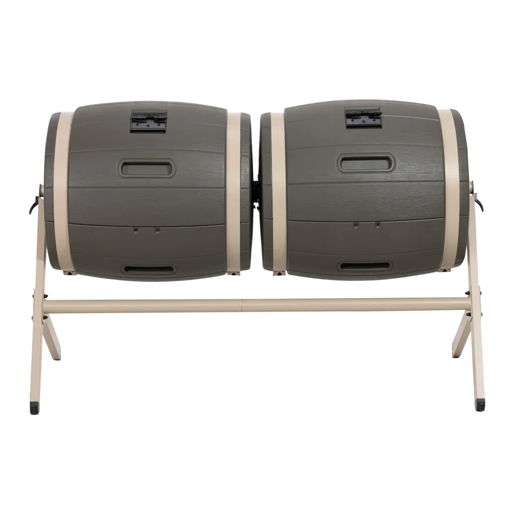 Composter Double Barrel 380 L 160×79×110 cm Brown – 2 Drums for Continuous Composting