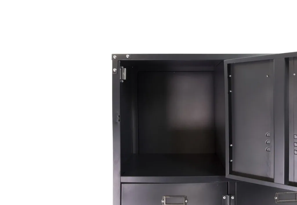 Vintage metal cabinet with 4 doors