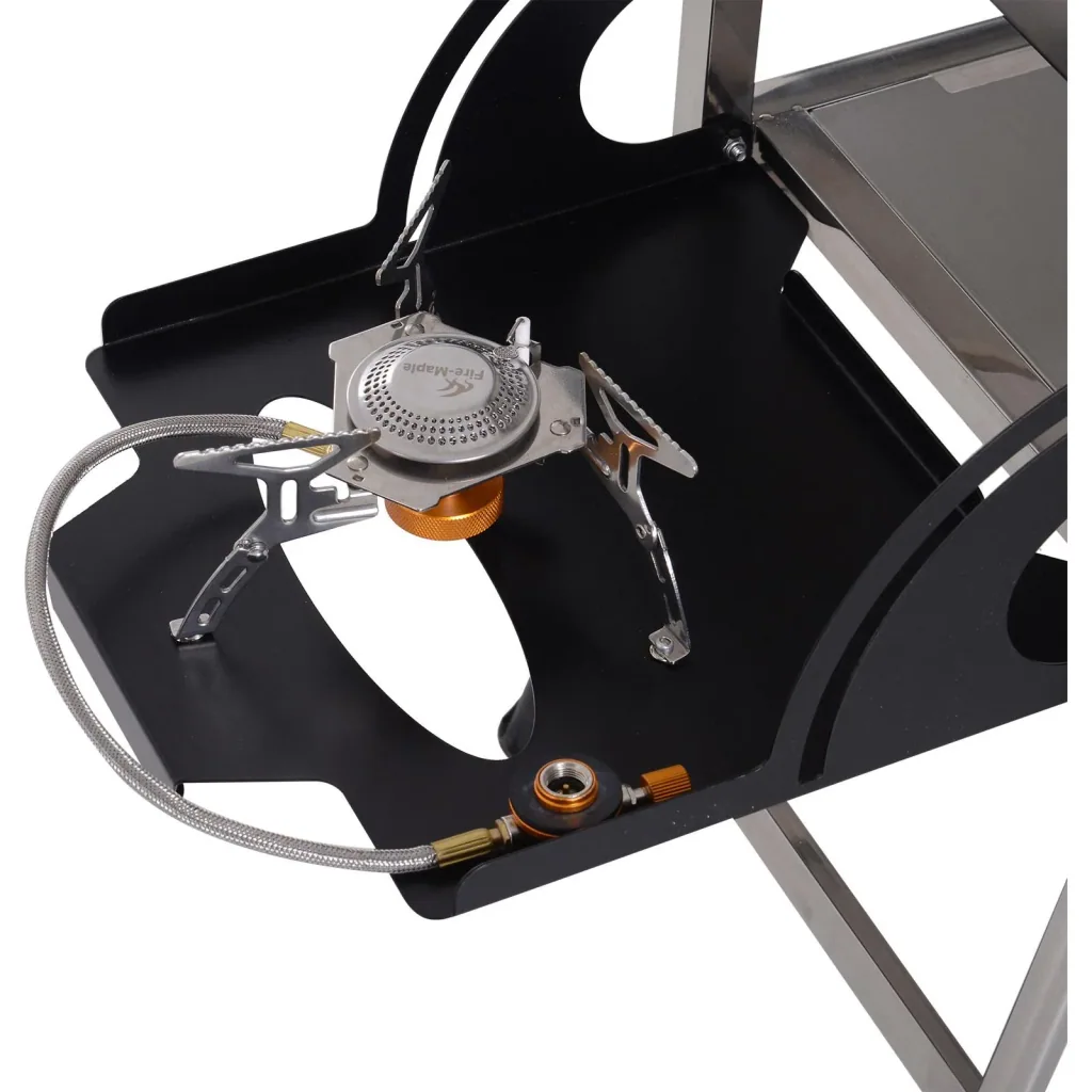 Folding grill gas grill stand grill portable table grill camping garden BBQ stainless steel silver 58 x 34.2 x 34 cm