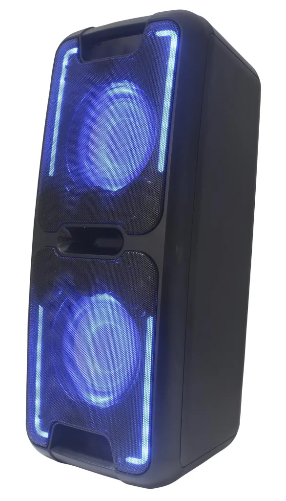 Portable disco sound machine with Bluetooth, radio, 2x USB, AUX-IN including microphone