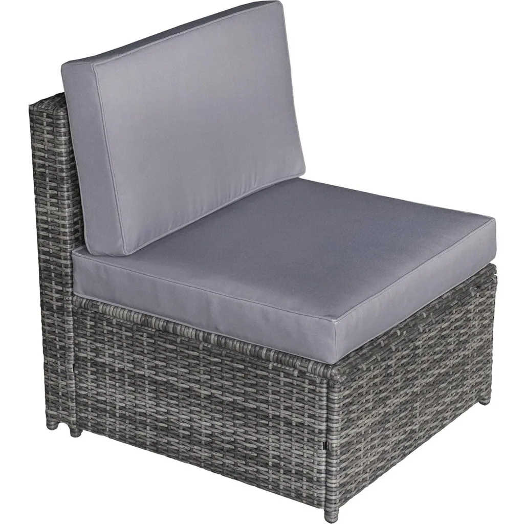 8-piece polyrattan garden set, garden furniture, garden set, seating group, lounge furniture, side table as storage basket, grey