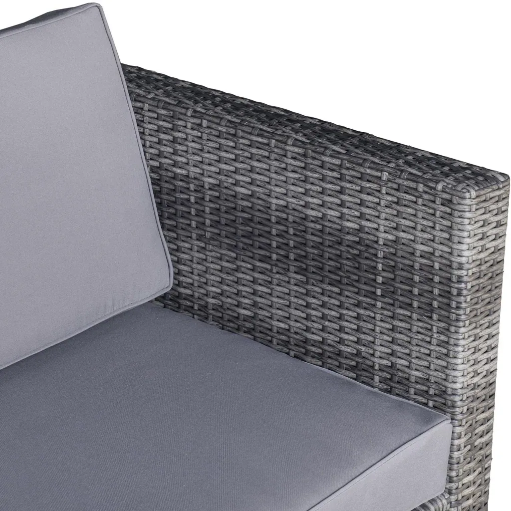 8-piece polyrattan garden set, garden furniture, garden set, seating group, lounge furniture, side table as storage basket, grey
