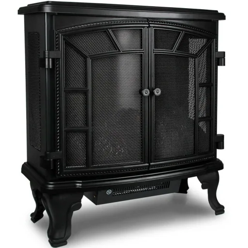 Electric fireplace with double door with fan and chimney effect