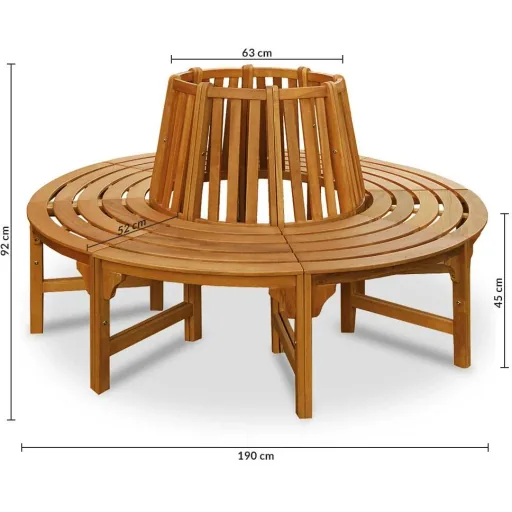 Tree bench 190 cm, eucalyptus wood FSC certified