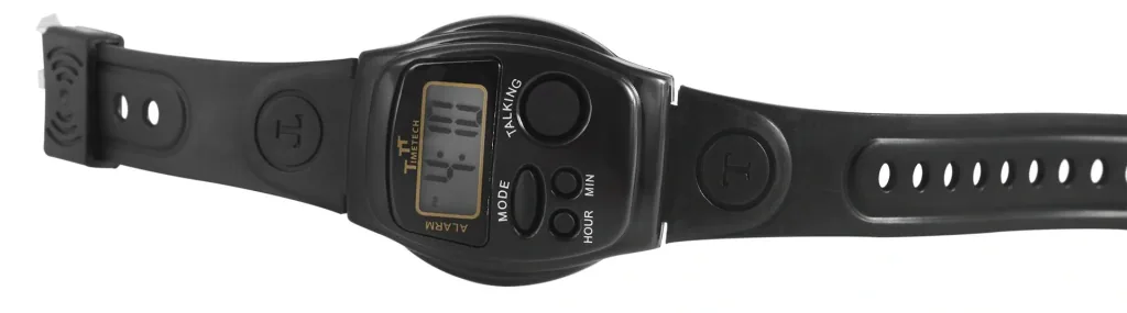 Talking digital watch with alarm and silicone strap