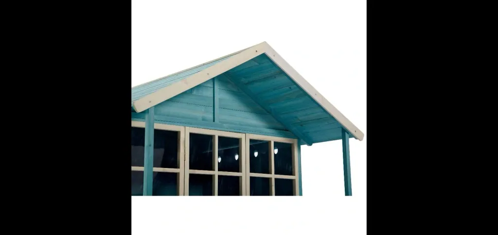 Wooden playhouse Deckhouse, outdoor playhouse for children made of wood, veranda, pitched roof, turquoise