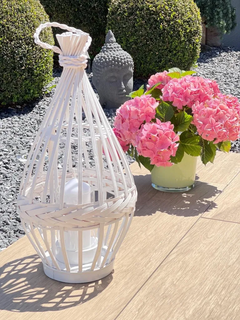 Lantern made of bamboo with glass insert