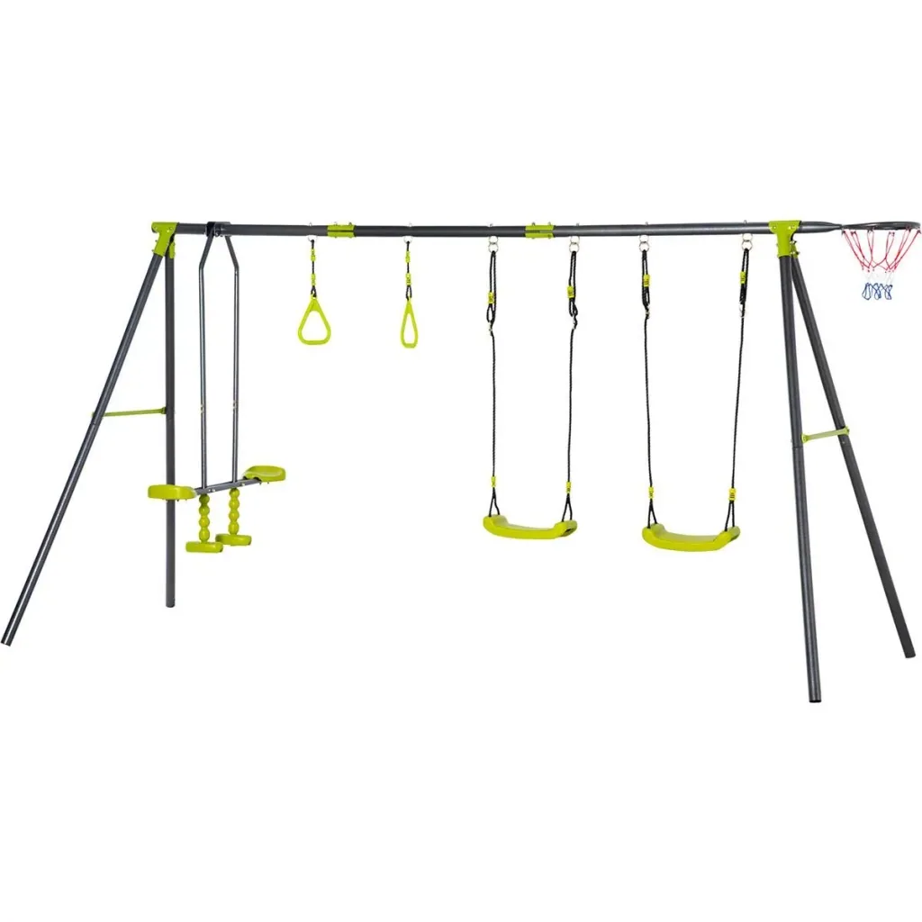 Swing frame for children 3-10 years, green+black, 365 x 138 x 175 cm