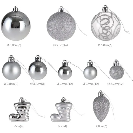 Christmas balls - 102 pieces - silver