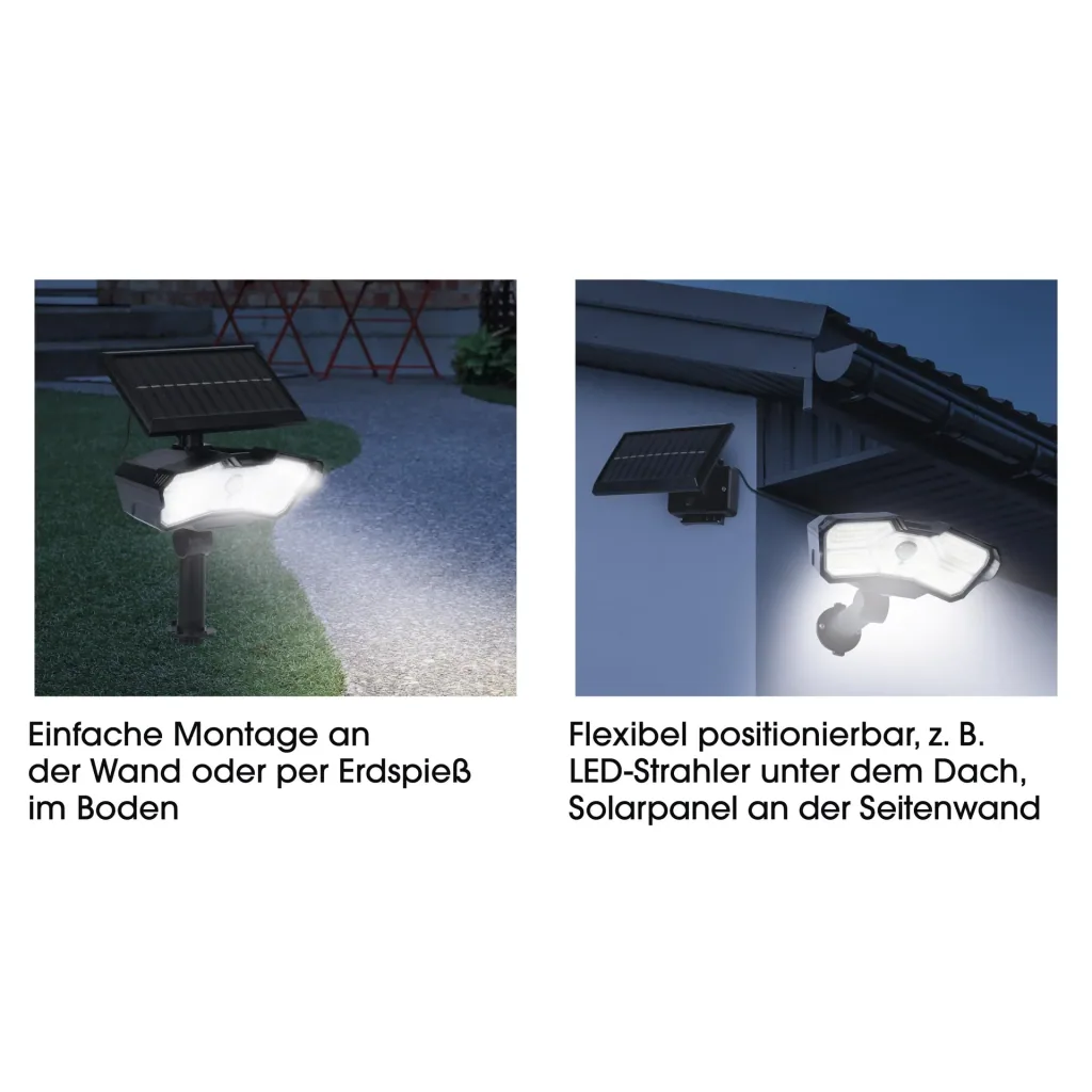 LED solar spotlight with motion detector, 400 lumens