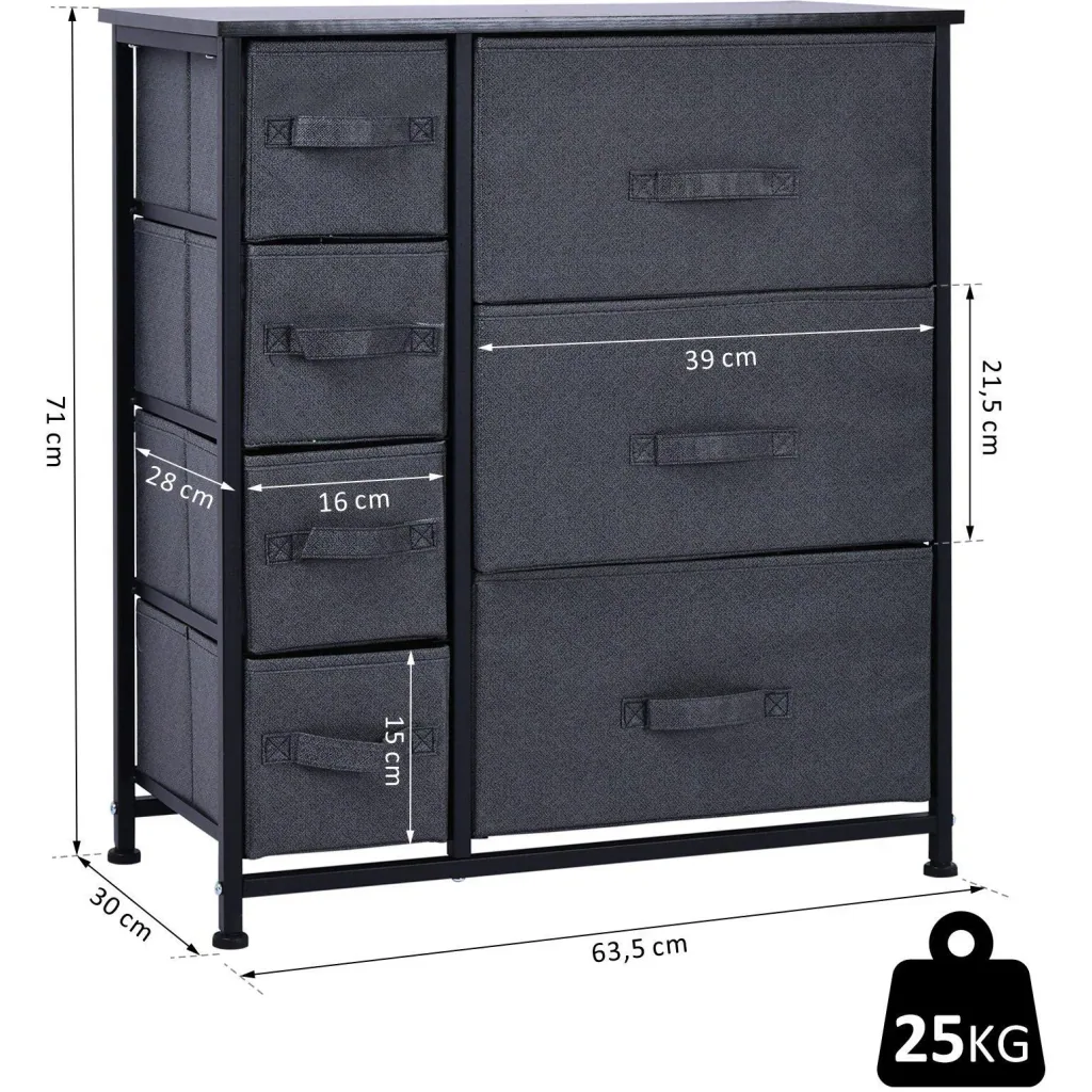 Drawer cabinet storage cabinet with 7 foldable fabric drawers