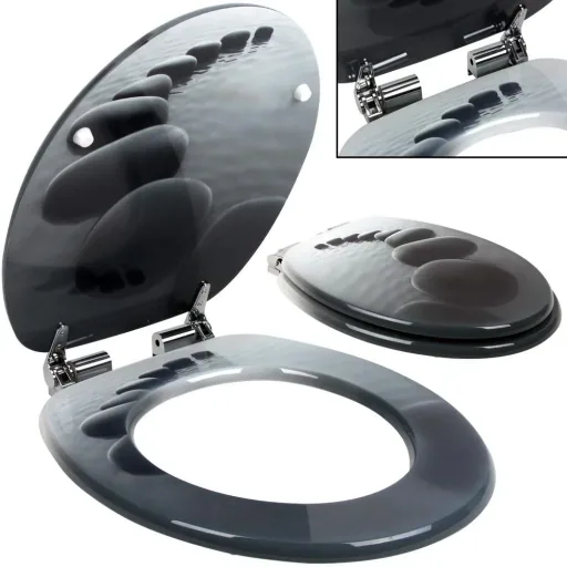 Toilet seat Stonedesign 35cm x 38cm x 5cm with soft-close mechanism and stainless steel hinges