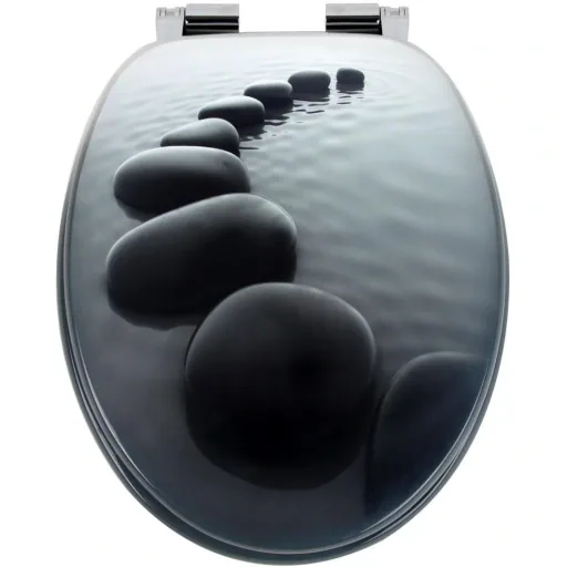 Toilet seat Stonedesign 35cm x 38cm x 5cm with soft-close mechanism and stainless steel hinges